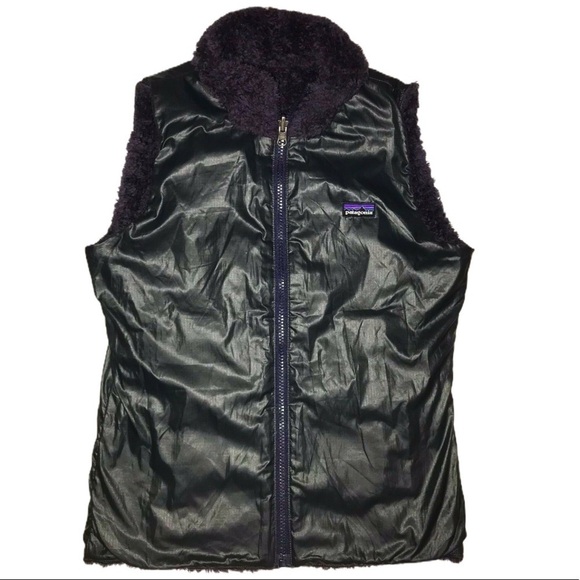 Patagonia Reversible Vest Fuzzy Cozy Purple Charcoal Gray - Picture 5 of 9